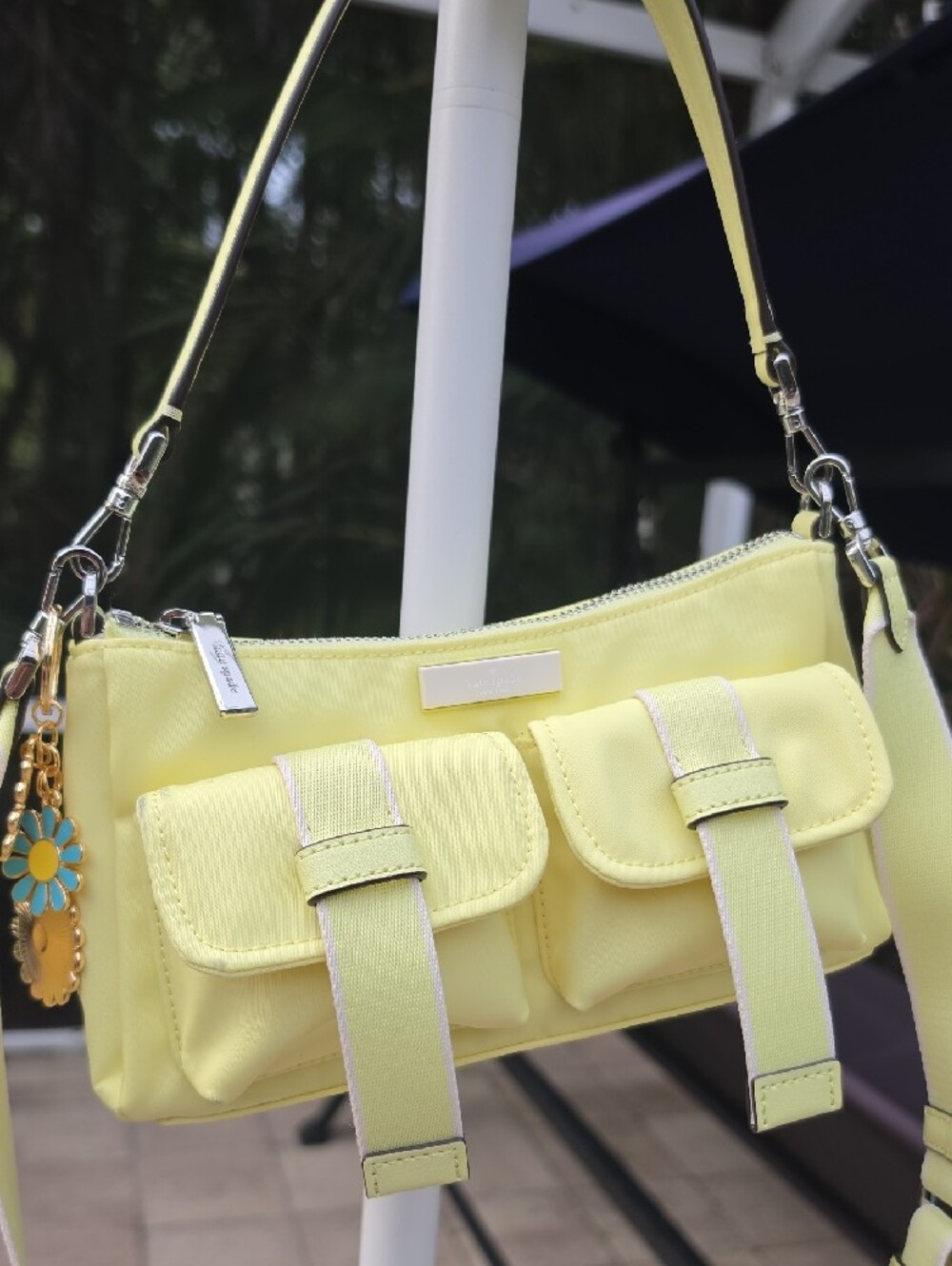 Kate Spade 'Carter Nylon Cargo' Yellow Shoulder Bag with Daisy Charm - Picture 7 of 7